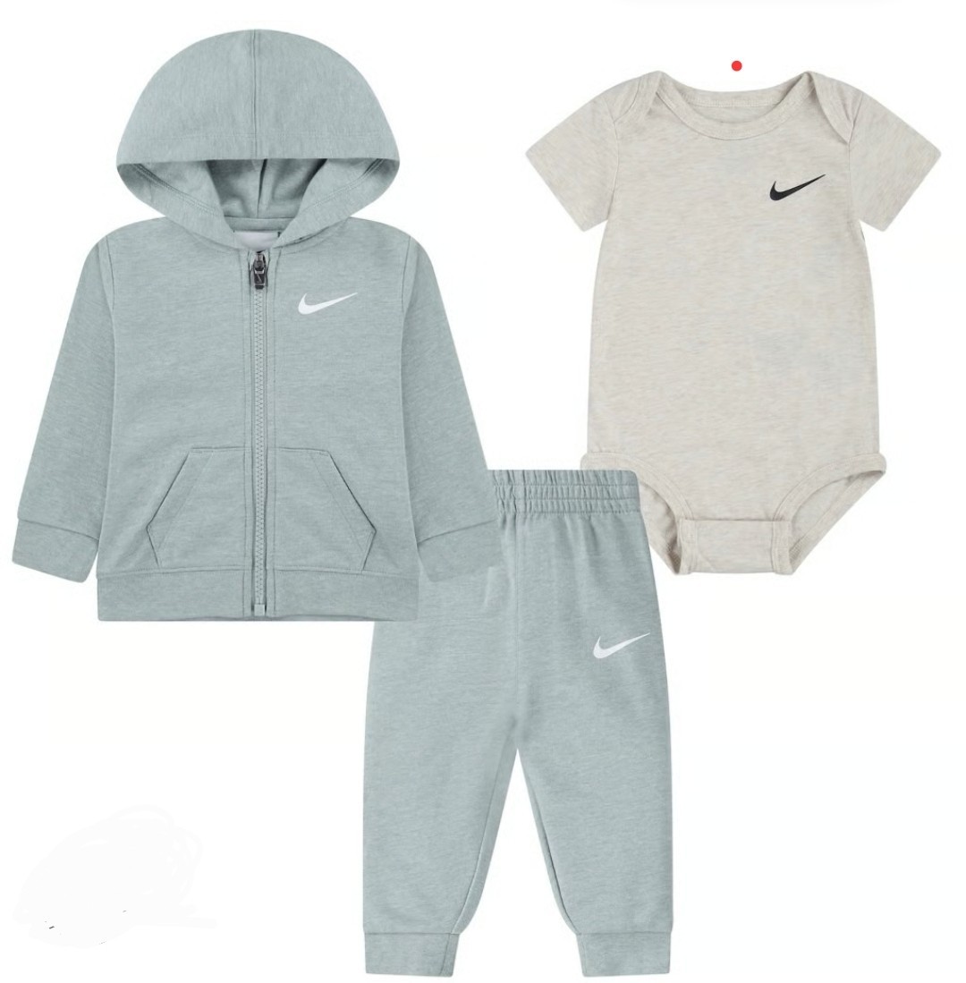 Nike Baby Hoodie Jacket + Bodysuit + Jogger Pants Outfit NEW Athletic Mint 3M