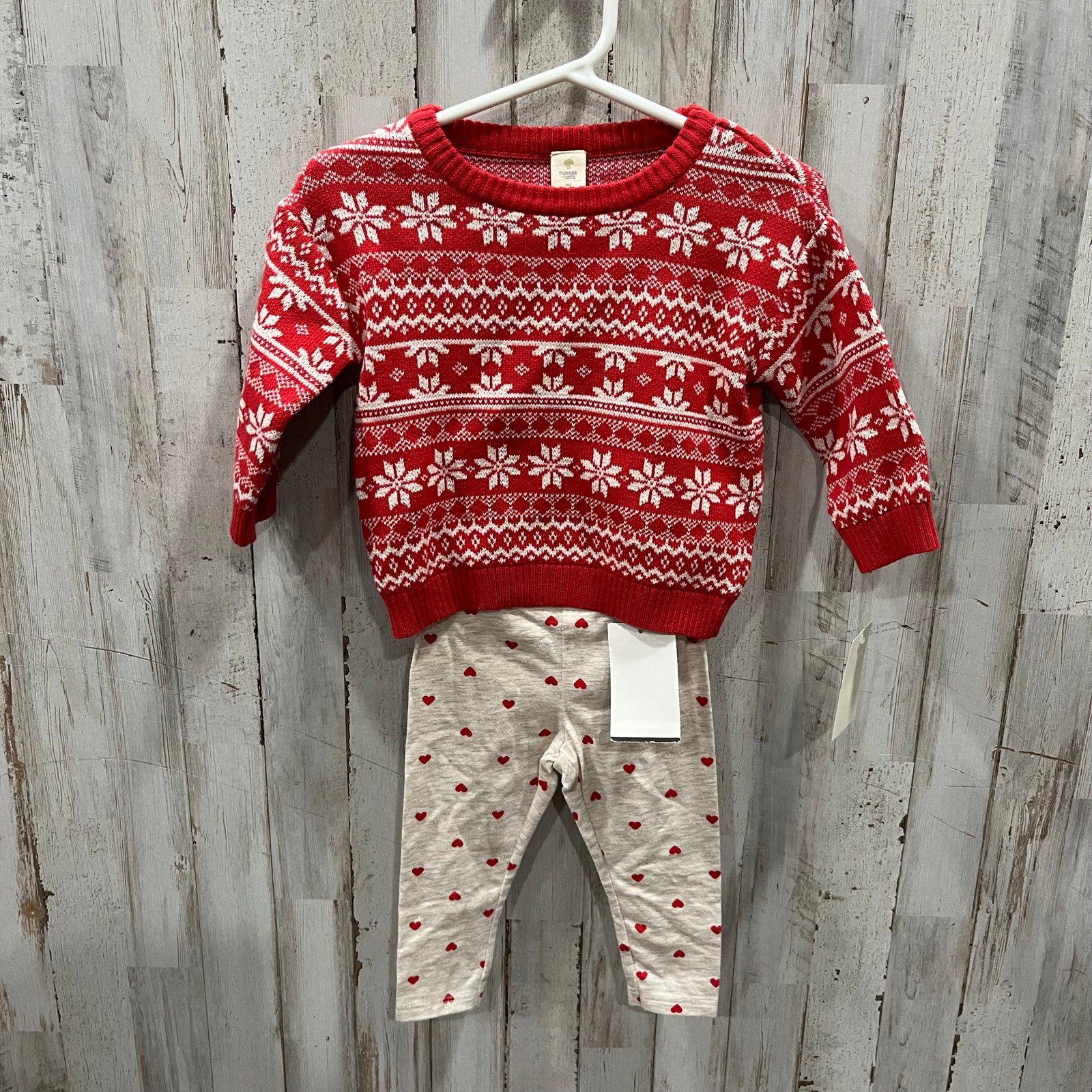 New! Tucker + Tate Holiday Christmas Red Jacquard Sweater & Pants Set 9 Months