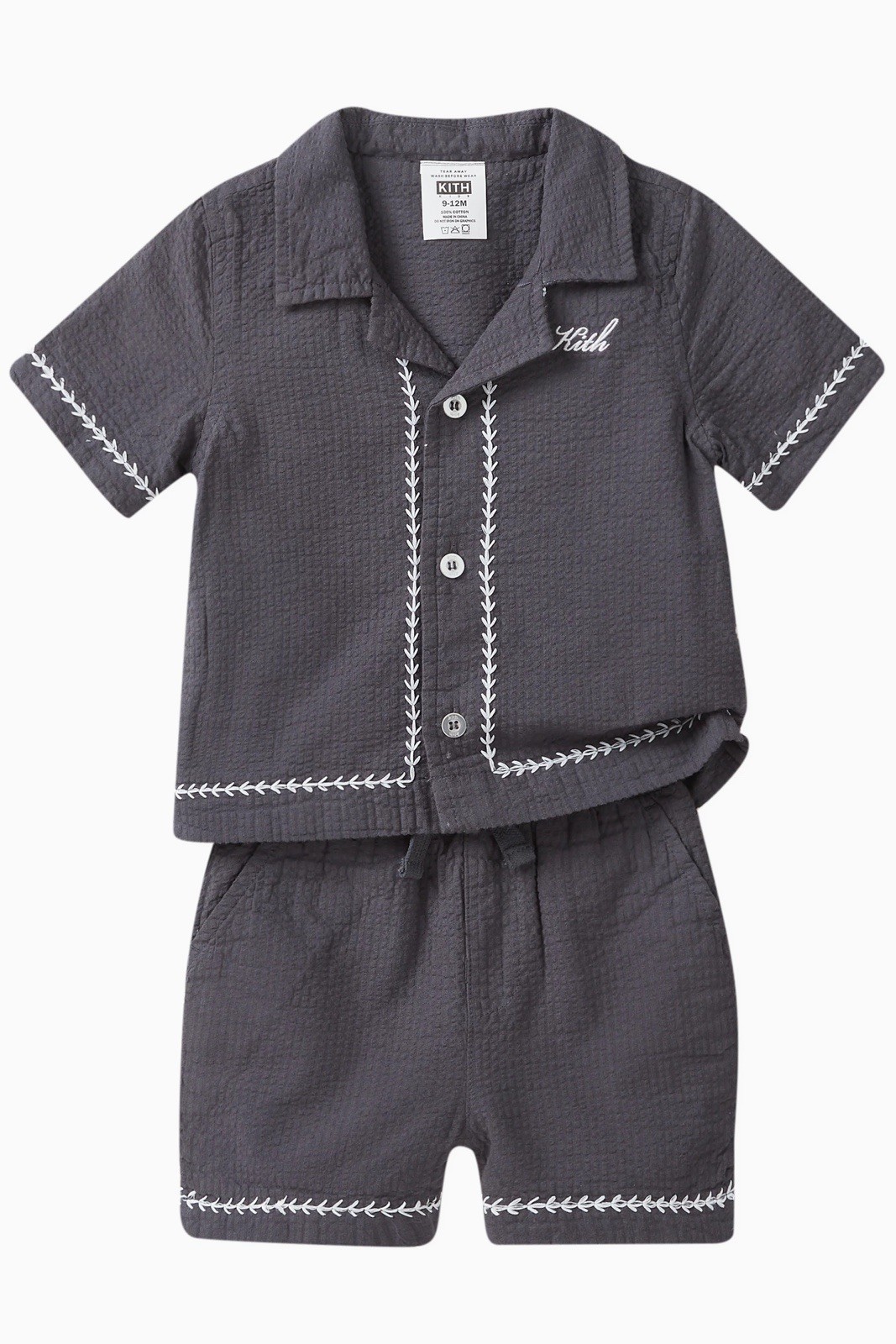 MSRP $140 KITH Kids Baby Seersucker Button Down Shirt Shorts Set Navy 3-6 Months
