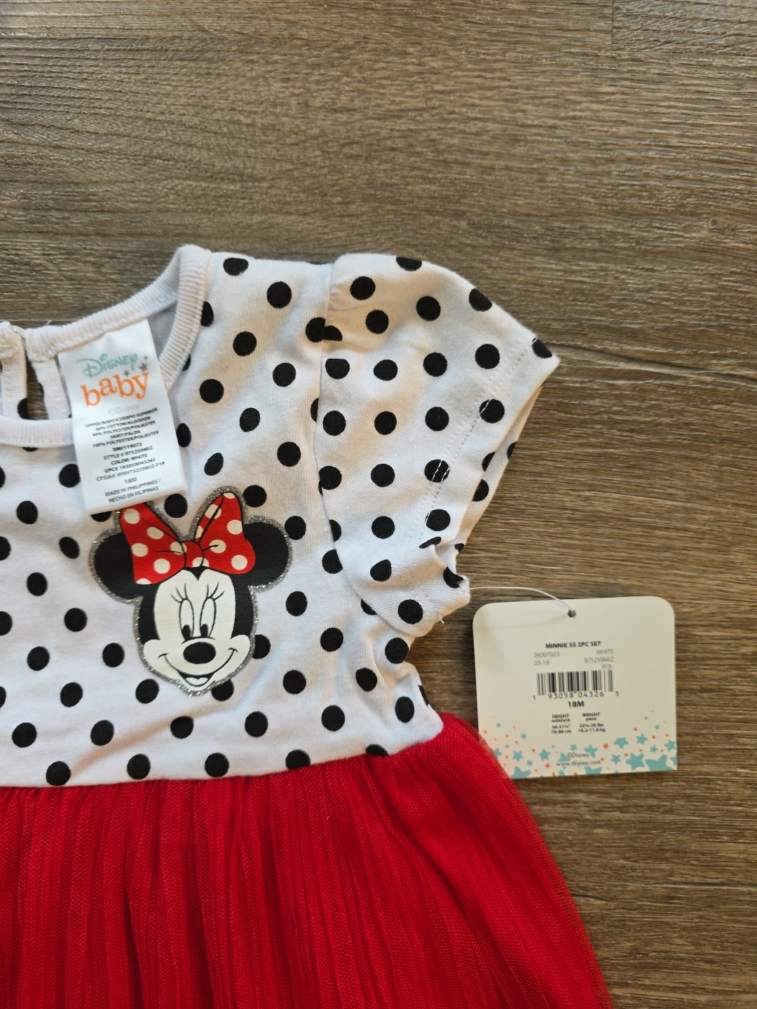 NWT Disney Baby Minnie Mouse 2 pc Red Black/White Polka Dot – Sz 18 Months