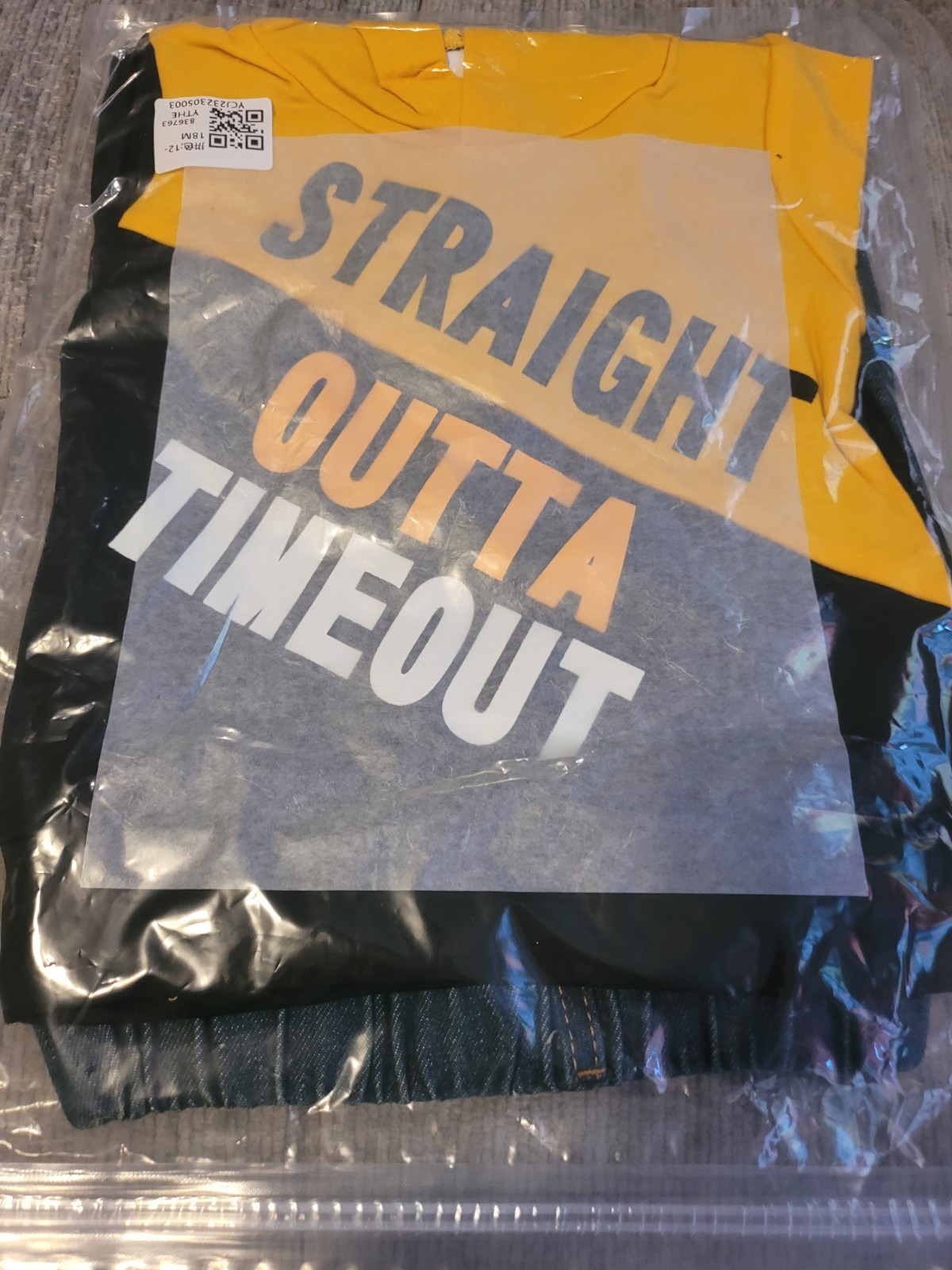 Toddler Boys Straight Out of Time Out Outfit Hoodie Pants Set New Size 12 -18 M