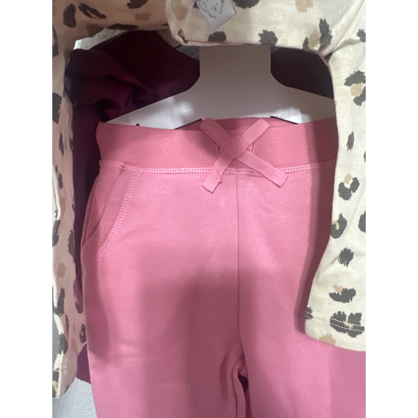 NWT Koala Kids 18M Baby 4-Piece Set Ruffle Waffle Knit Heart Leopard Pink Purpl