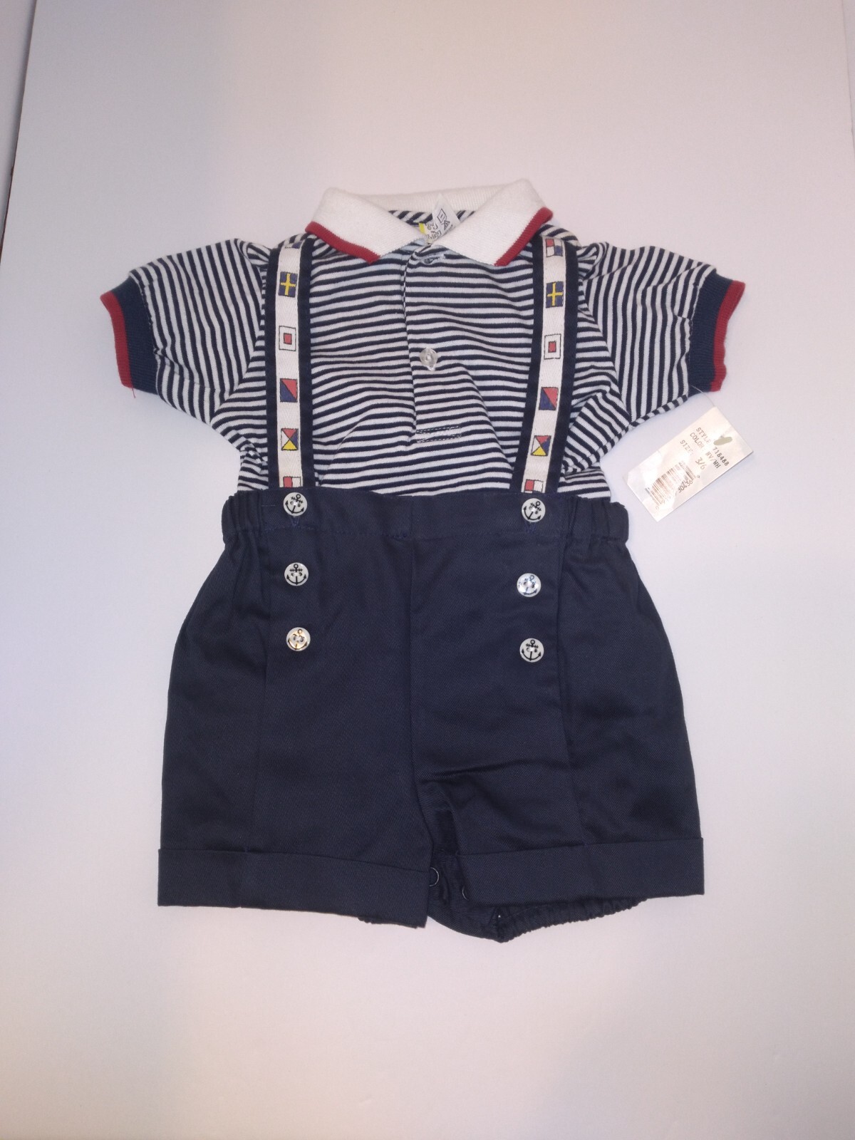 Vintage NWT Nautical themed Boys 3/6 M 2pc outfit Unbranded