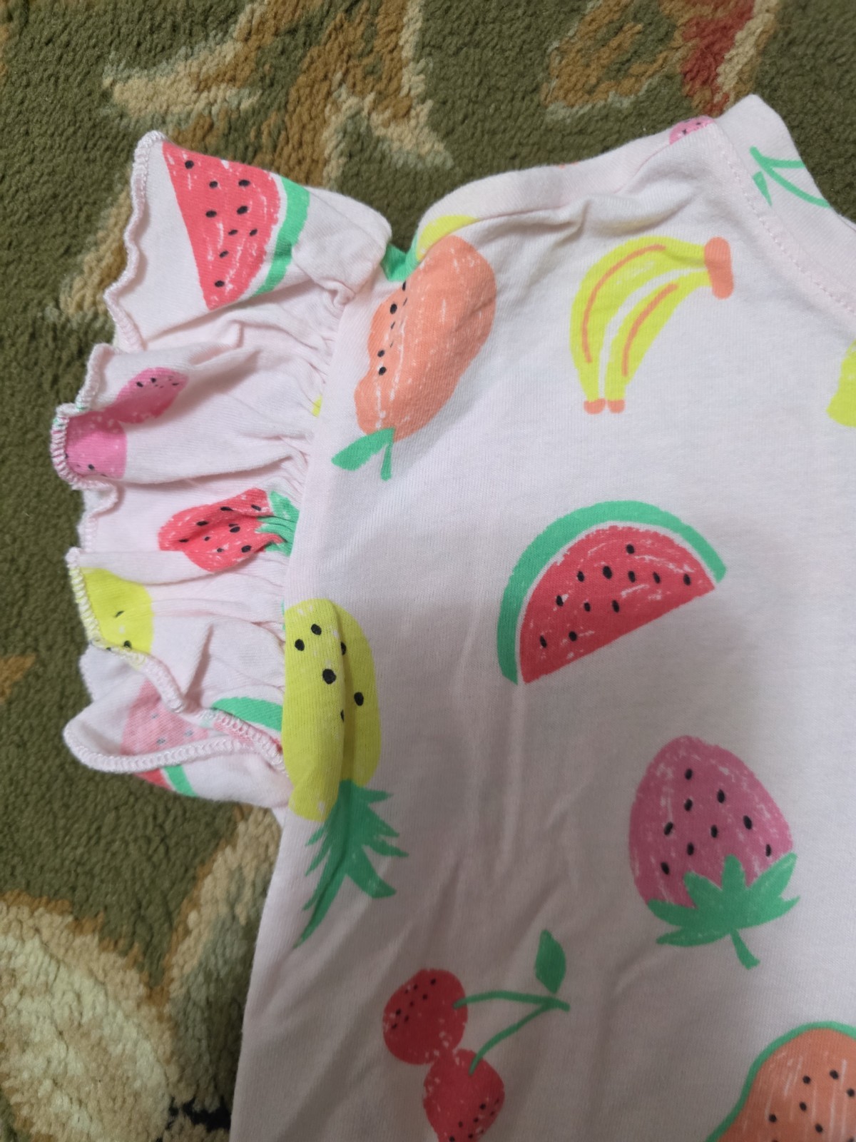 Girls Sz 12-18m Denim Embroidered Shorts And For Themed Ruffle Sleeve Top