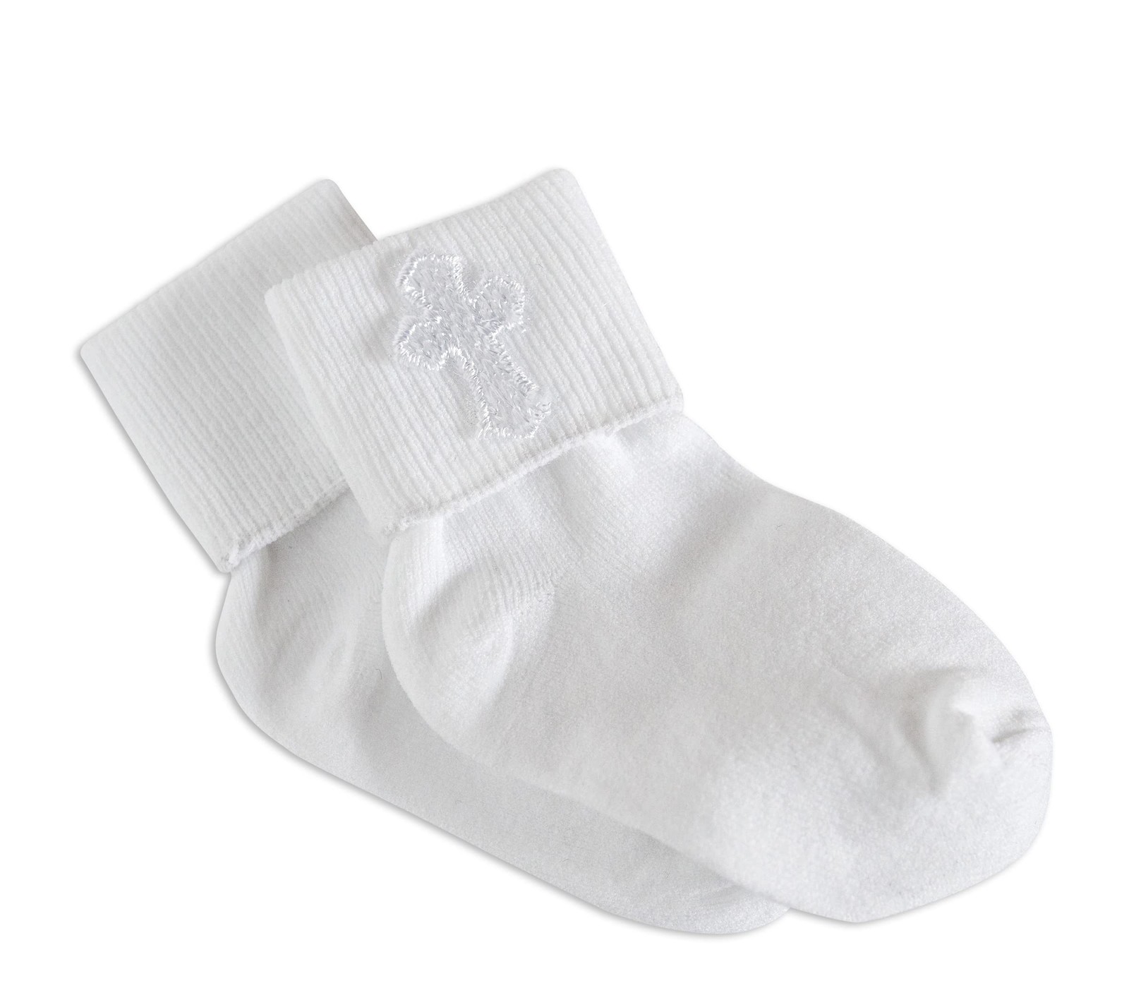 Boys or Girl White Sock Accented with Cross for Baptism Christening or Dedica…
