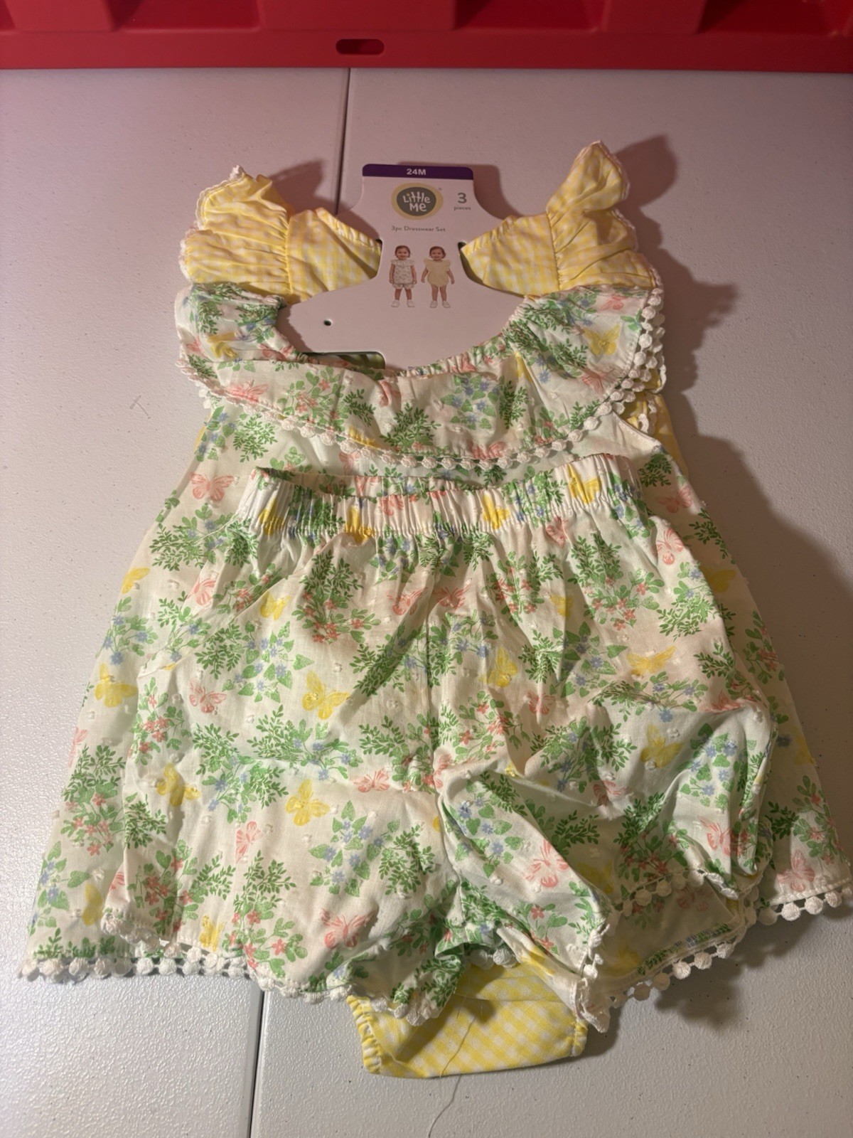 Baby Girls’ Little Me 3-piece Dresswear Set Size 24M Yellow Green