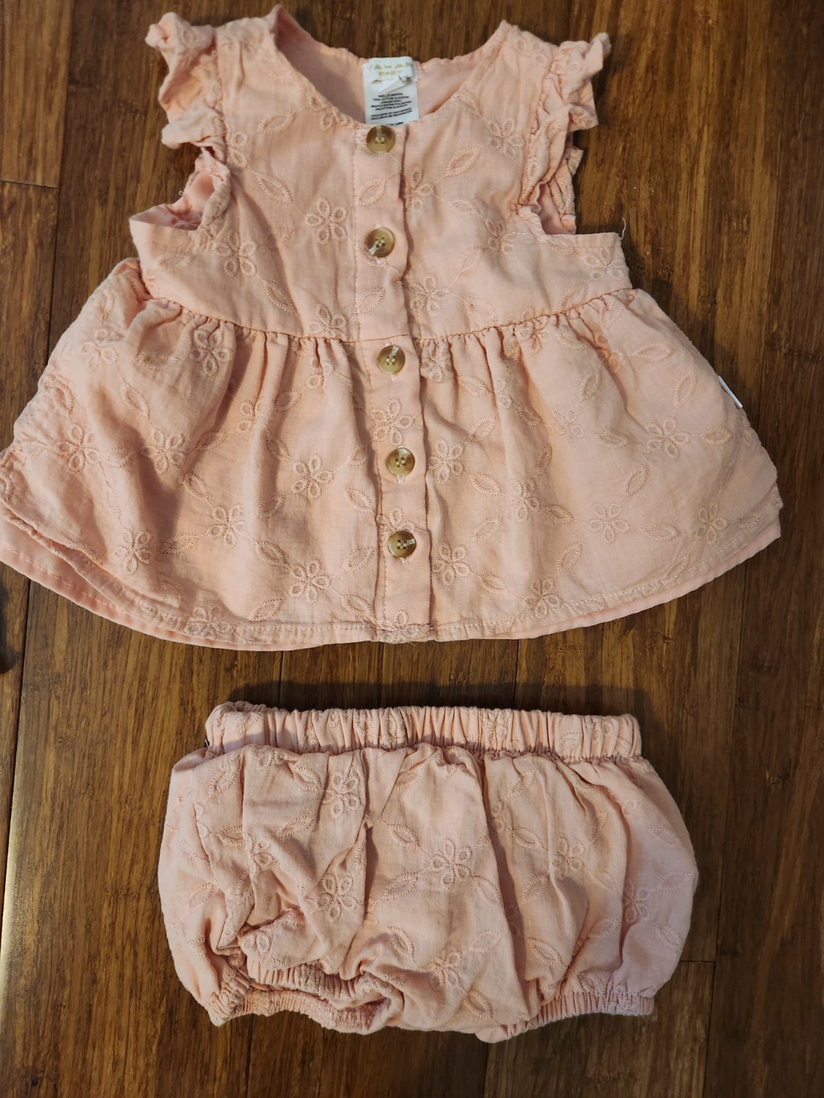 Set Of 2 Girls Summer Short Sleeve Floral Outfits Tops With Bloomers, 12 Months