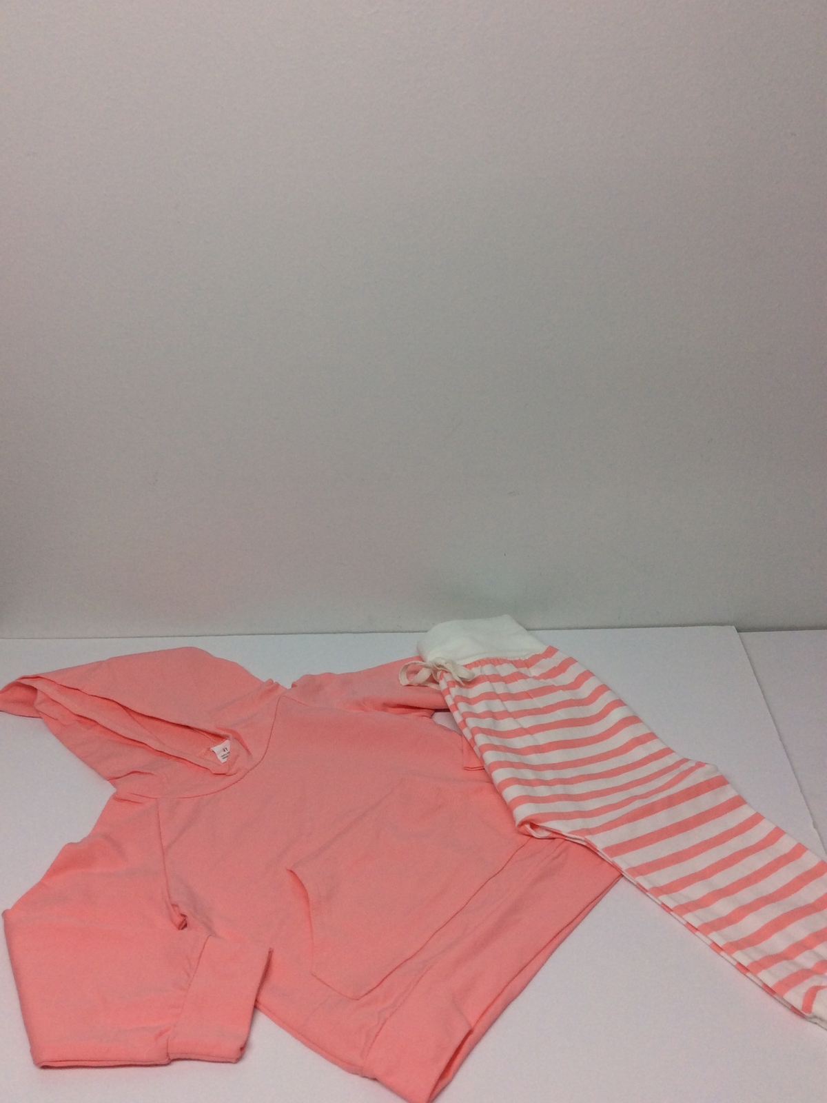Unbranded Girl Outfit Pink Hoodie Top and Striped Leggings 2pcs Set Size 4Y
