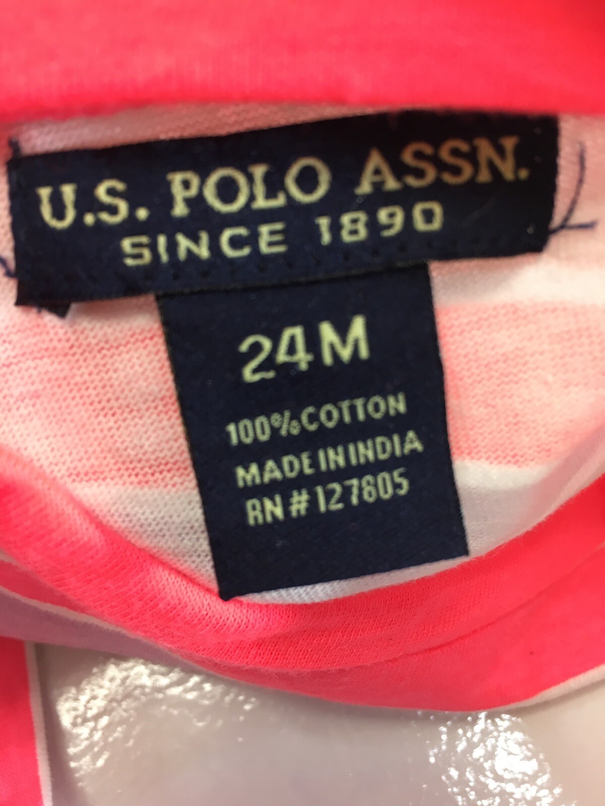 US Polo Assn Baby Girls 3 Piece Set Dress/Shirt/Pants Neon Coral Sz 24M NWT #