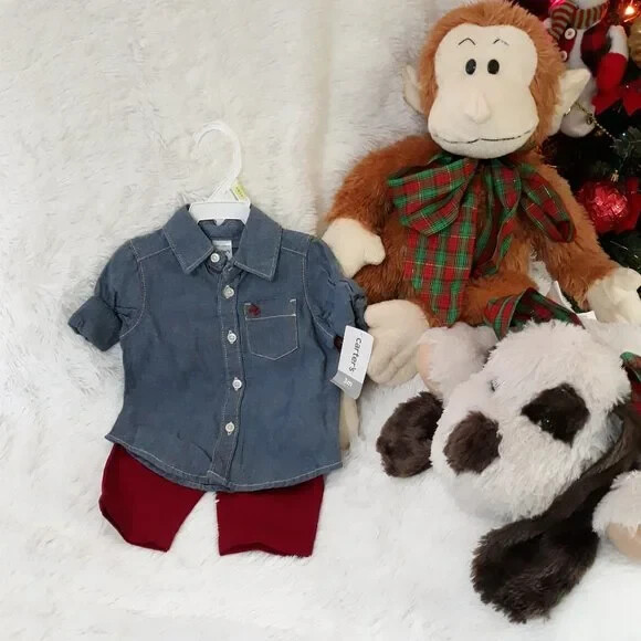 CARTER’S BABY 2pc Button Shirt & Pants, “BABY BOY” (Size 3M) ~ NEW WITH TAGS!!!
