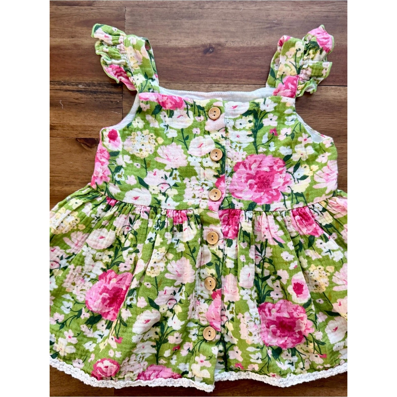 SweetHoney Girls Green Thumb Floral Beach Set 4T Ruffle Tank Bloomers Lace