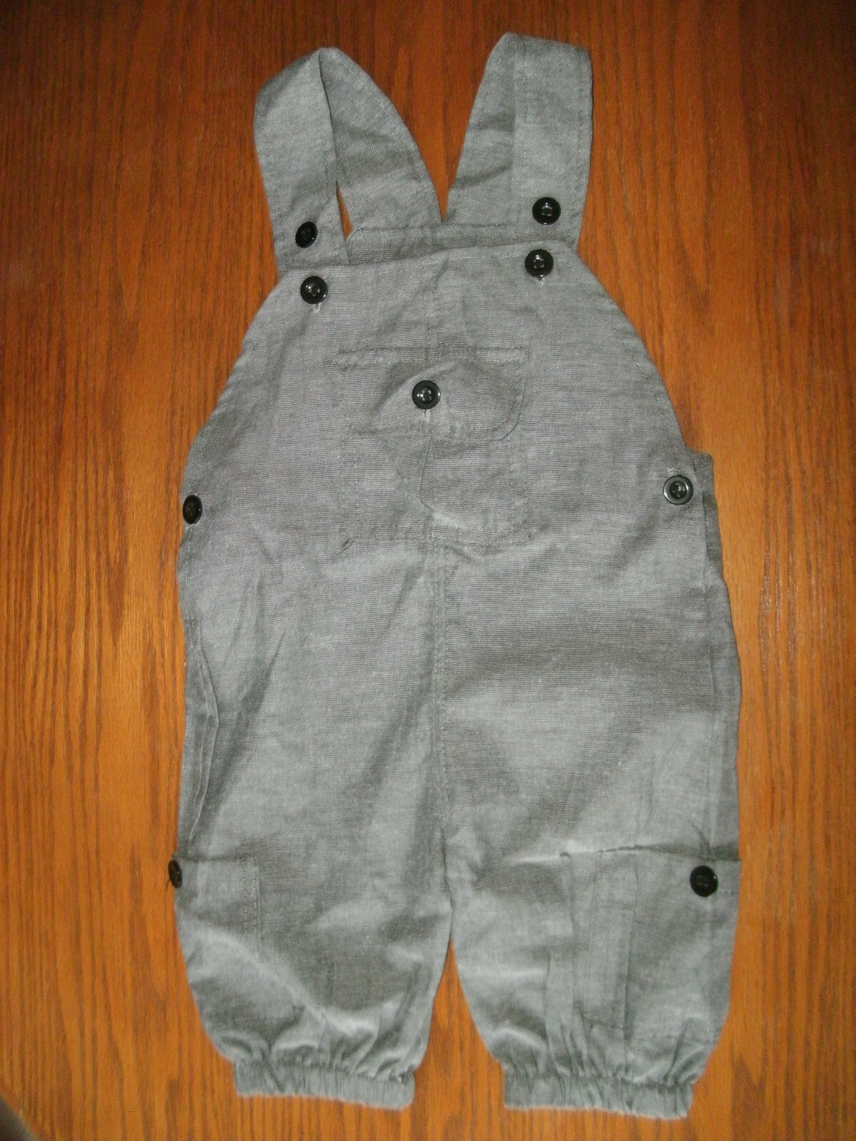 NEW Overall Shorts Outfit 2 Pc Set gray & white sz 80 (12-8 months) short sleeve
