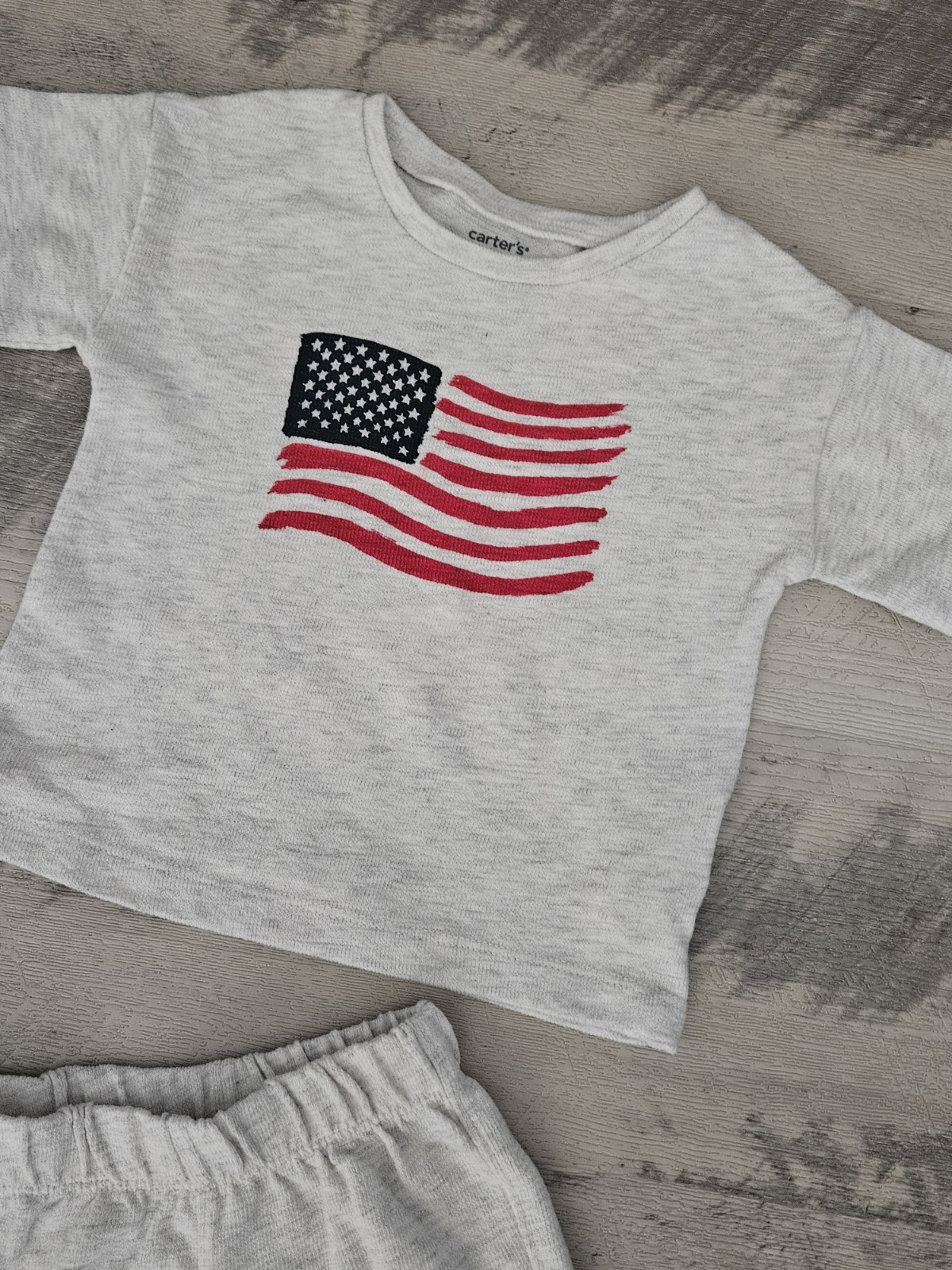 Carter’s 2 Piece Fourth Of July Outfit Set Shorts Gray Flag Pre-owned 12 Months