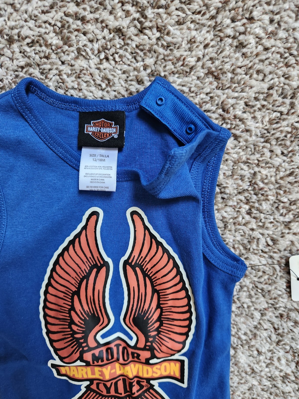 NEW HARLEY DAVIDSON Boys Bodysuit Creeper Blue 12/18