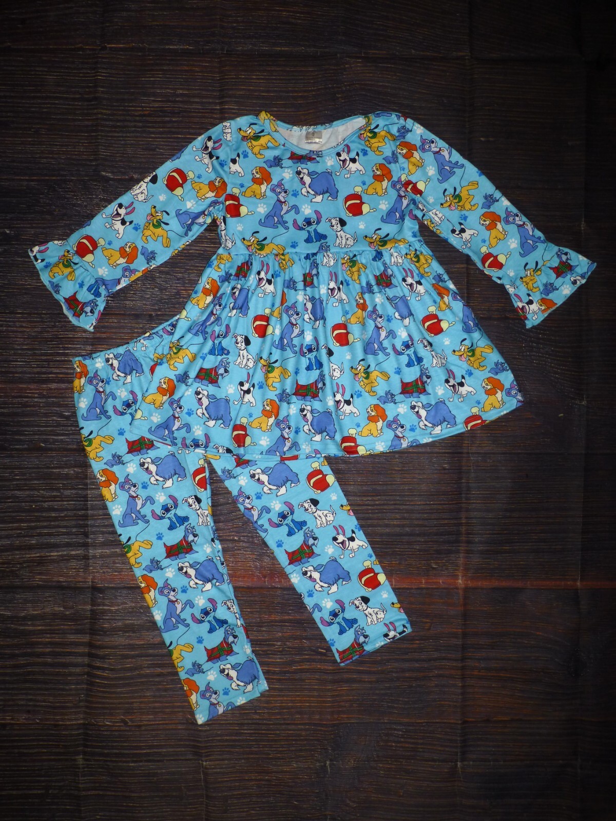 NEW Boutique Cartoon Dogs Lady Tramp Pluto Stitch Tunic & Leggings Girls Outfit