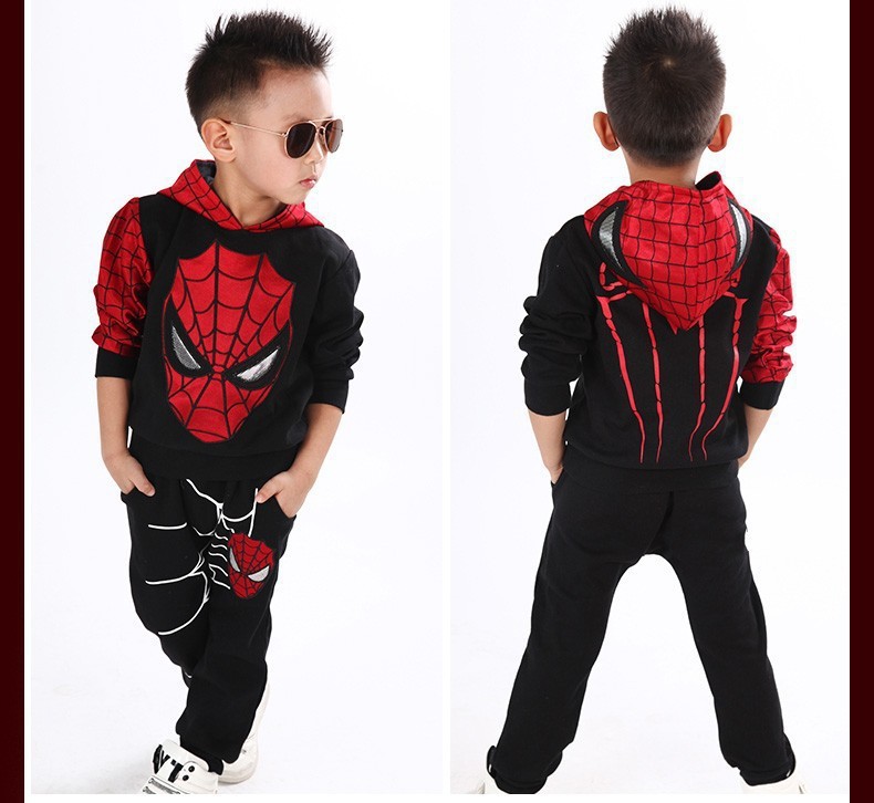 2PCS Toddler Baby Boys Spiderman Outfits coat jacket +Pants Casual Clothing set