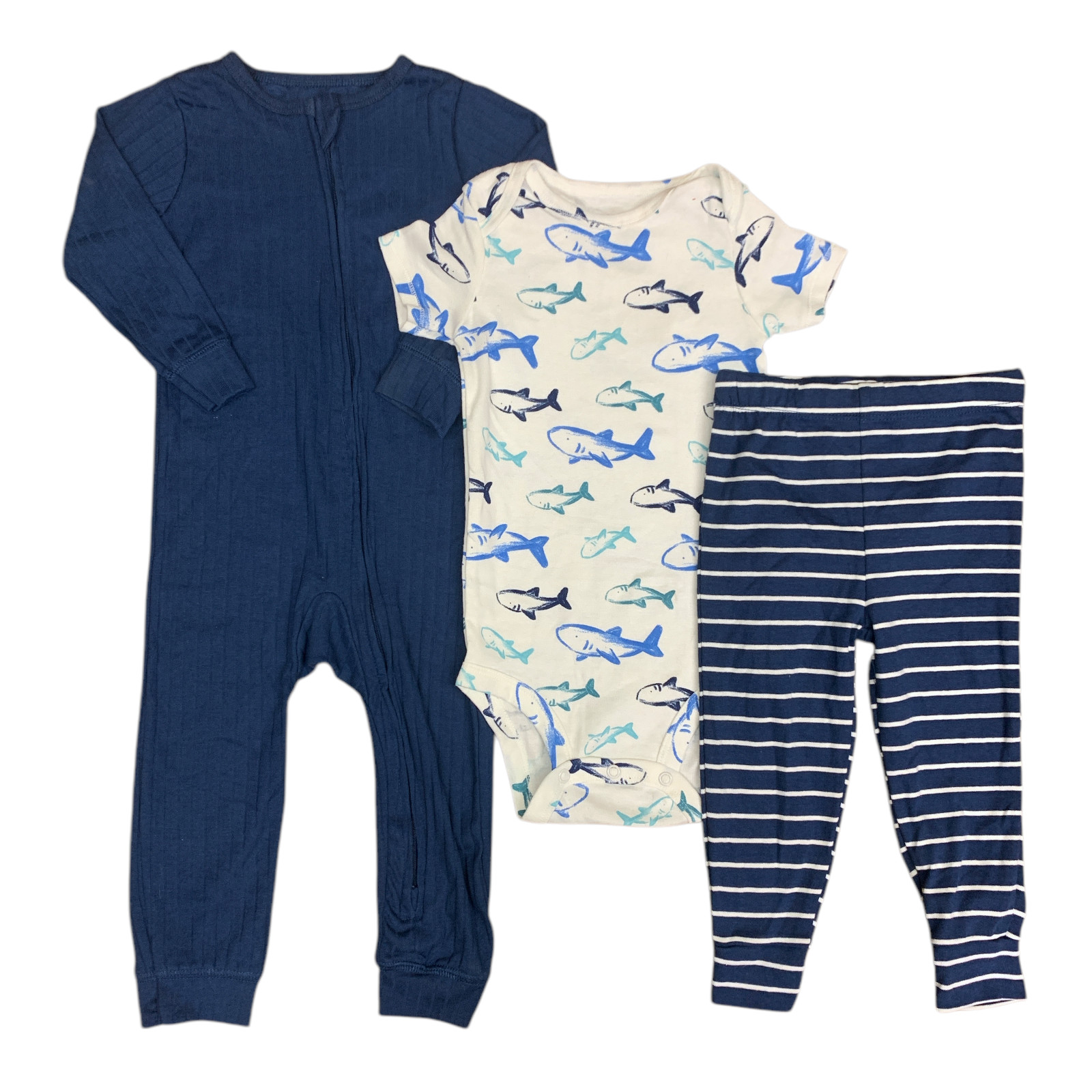 Carter’s Baby Boy’s 3-Piece Layette Set, Bodysuit, Pants & Zip-Up Romper