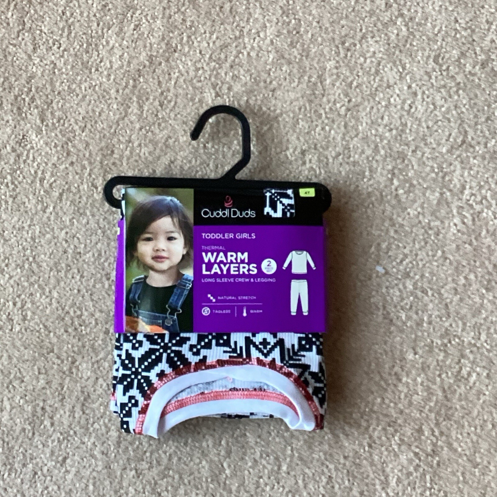 NWT CUDDLDUDS 4 T THERMAL 2 PIECE SET, LONG SLEEVE CREW AND LEGGING, WARMLAYER