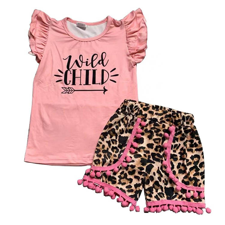 GIRLS 2PC SHORTS OUTFIT INFANTS “WILD CHILD” NEW BOUTIQUE