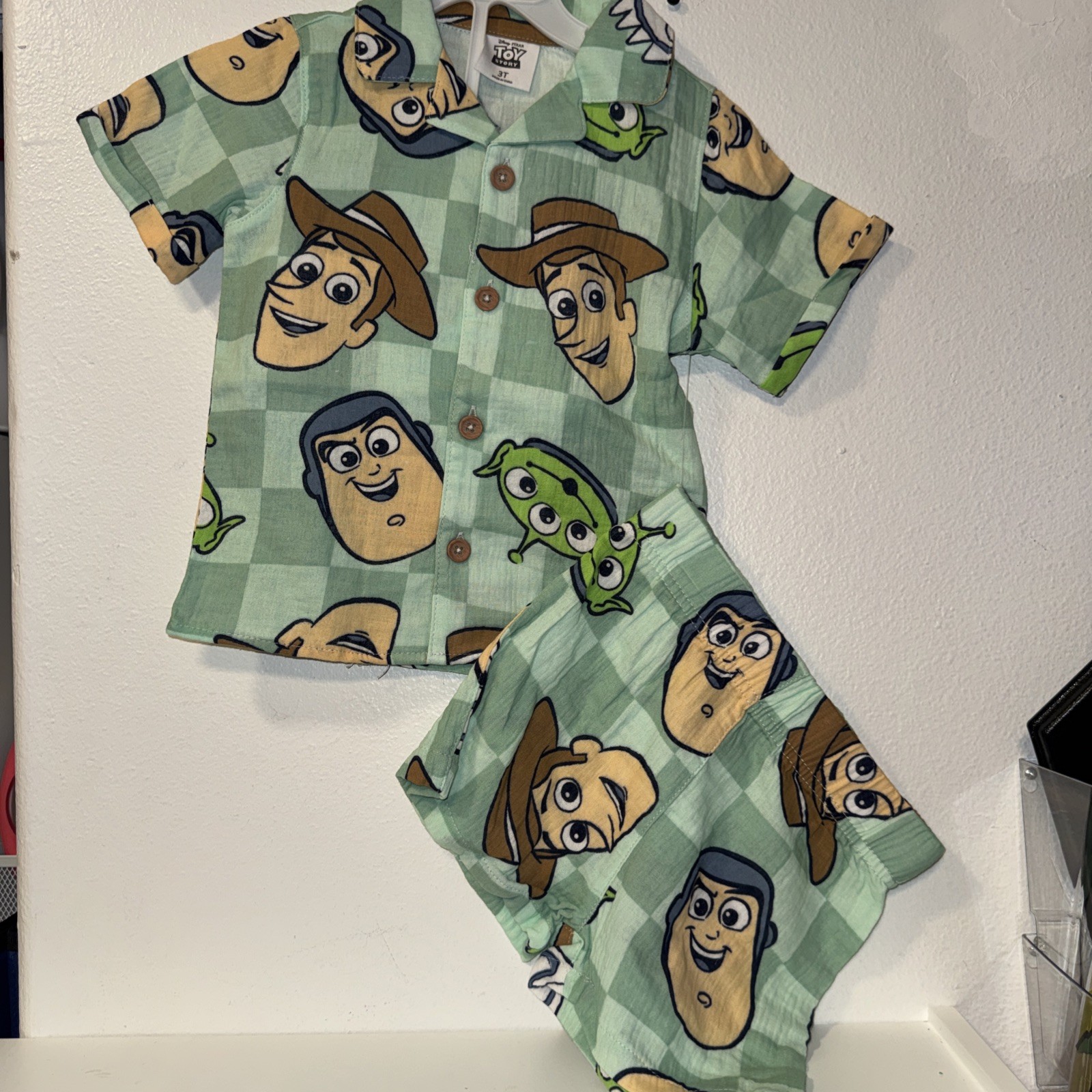 Toy Story Toddler Outfit size 3T Button up shirt and shorts