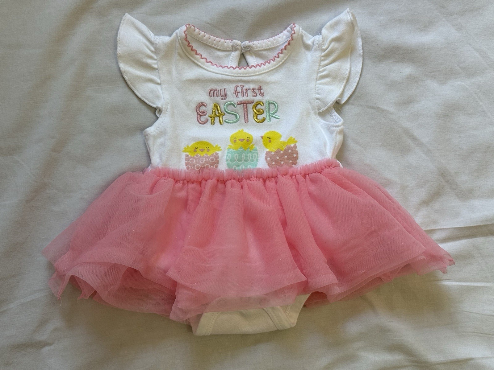 My First Easter Baby Girl 6 Month Bodysuit Dress Chicks Eggs Tutu Baby Starters