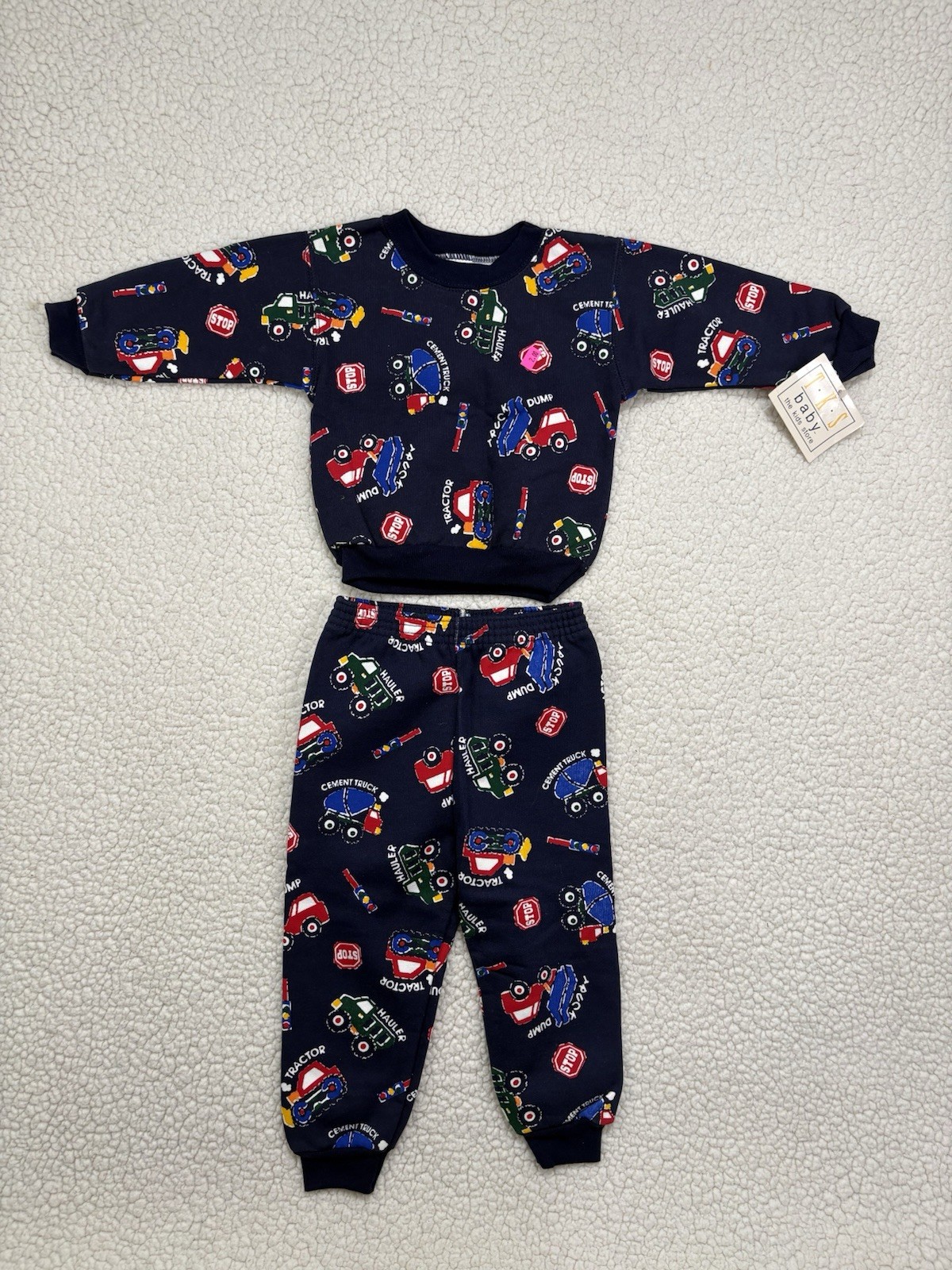 Vintage TKS Baby Sears 18-24M Sweatsuit Outfit Retro NOS Trucks Vehicles Tractor