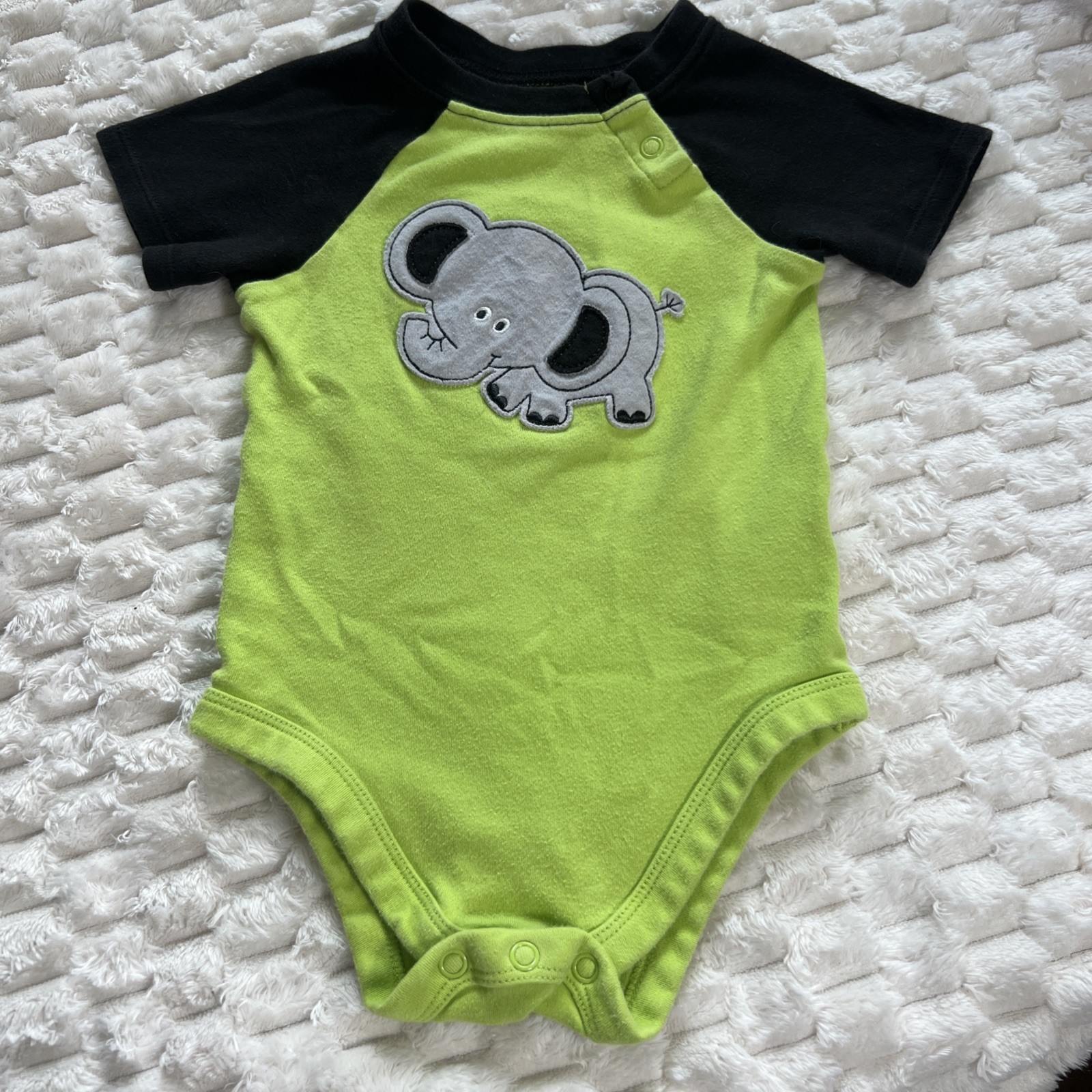 5 Piece Lot Of Baby Clothes 12 Month Boys, Body Suits 100% Cotton Dino, Elephant