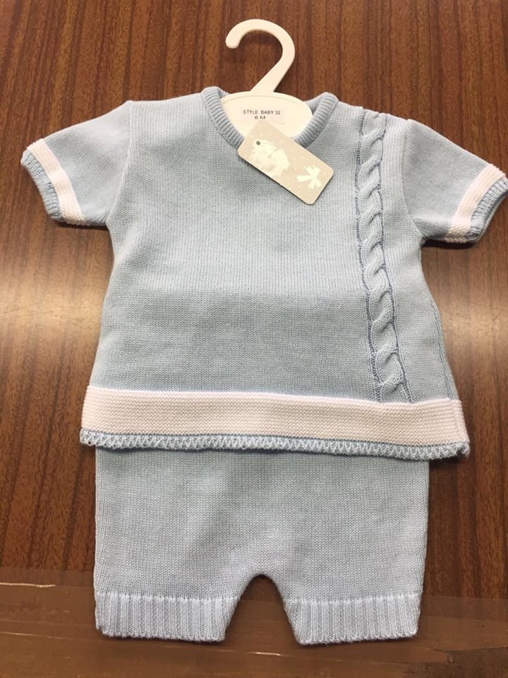 Baby Boy Spanish Style Knitted 2 Piece Shorts Set.