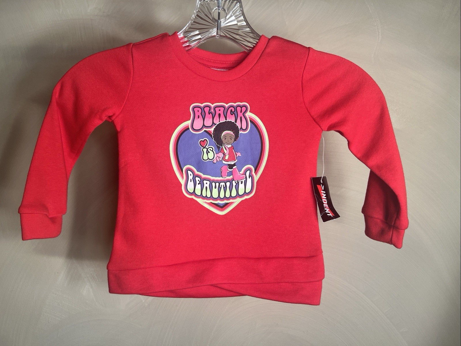 INDENT Toddler Girls Black is Beautiful Red L/S Casual Kidcore Sweatshirt|Sz:18M