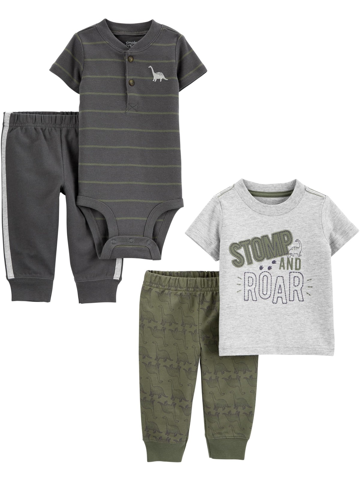 Simple Joys by Carter’s Baby Boys’ 4-Piece Bodysuit, Top, 12 Months, Dinosaur