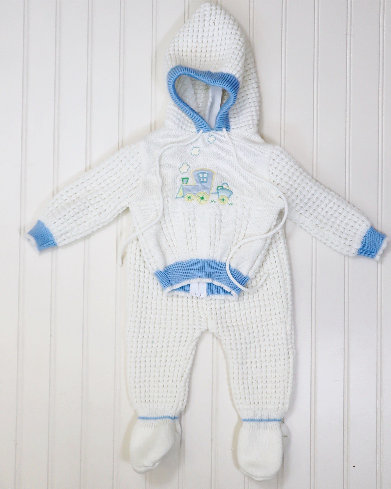 Vintage knotted style two piece set tradicional blue spring 3-6M