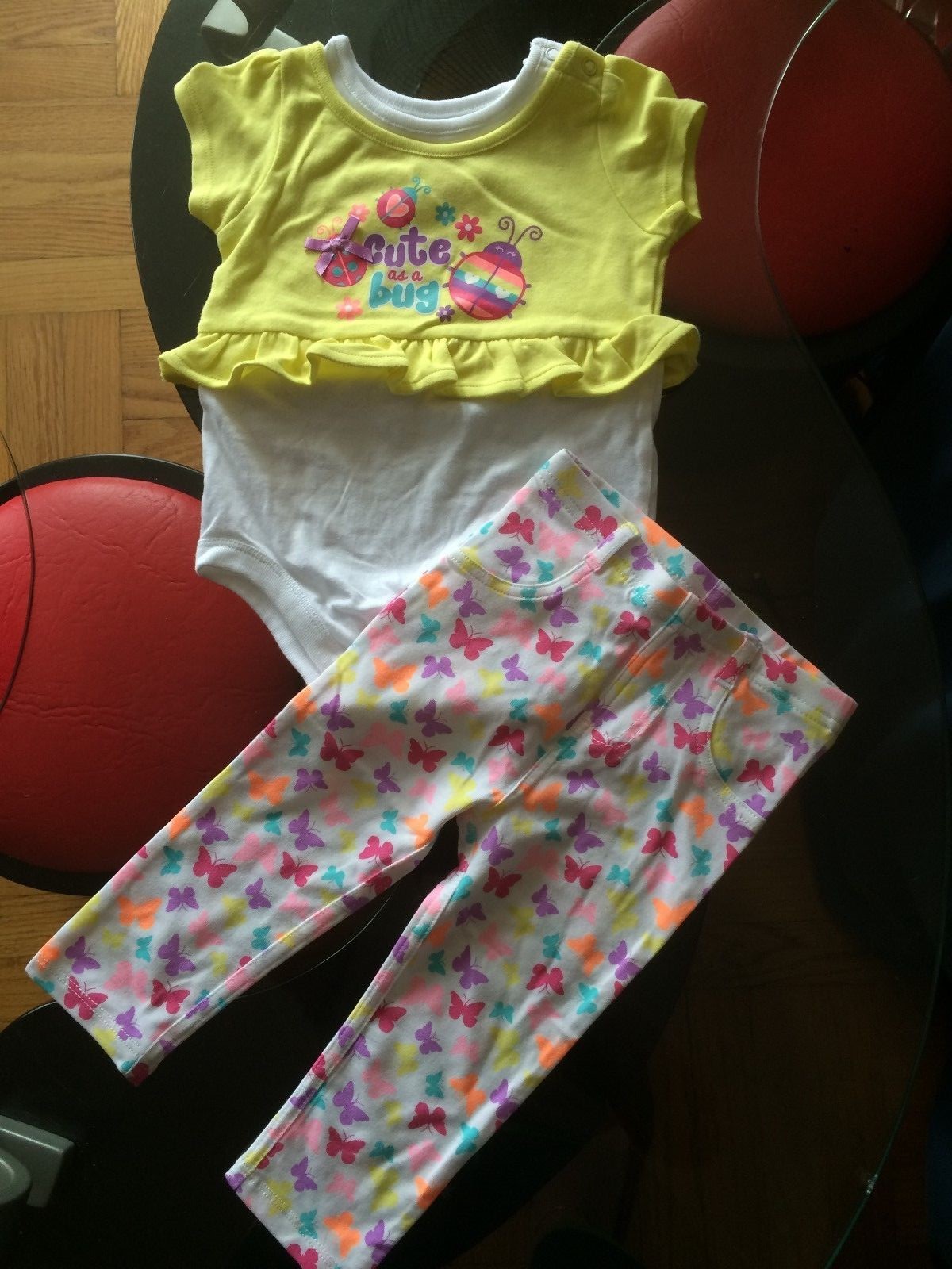 Garanimals 2 pc Cute as a Bug Set Bodysuit &Leggings Stretchy Pants Sz 12 Mos