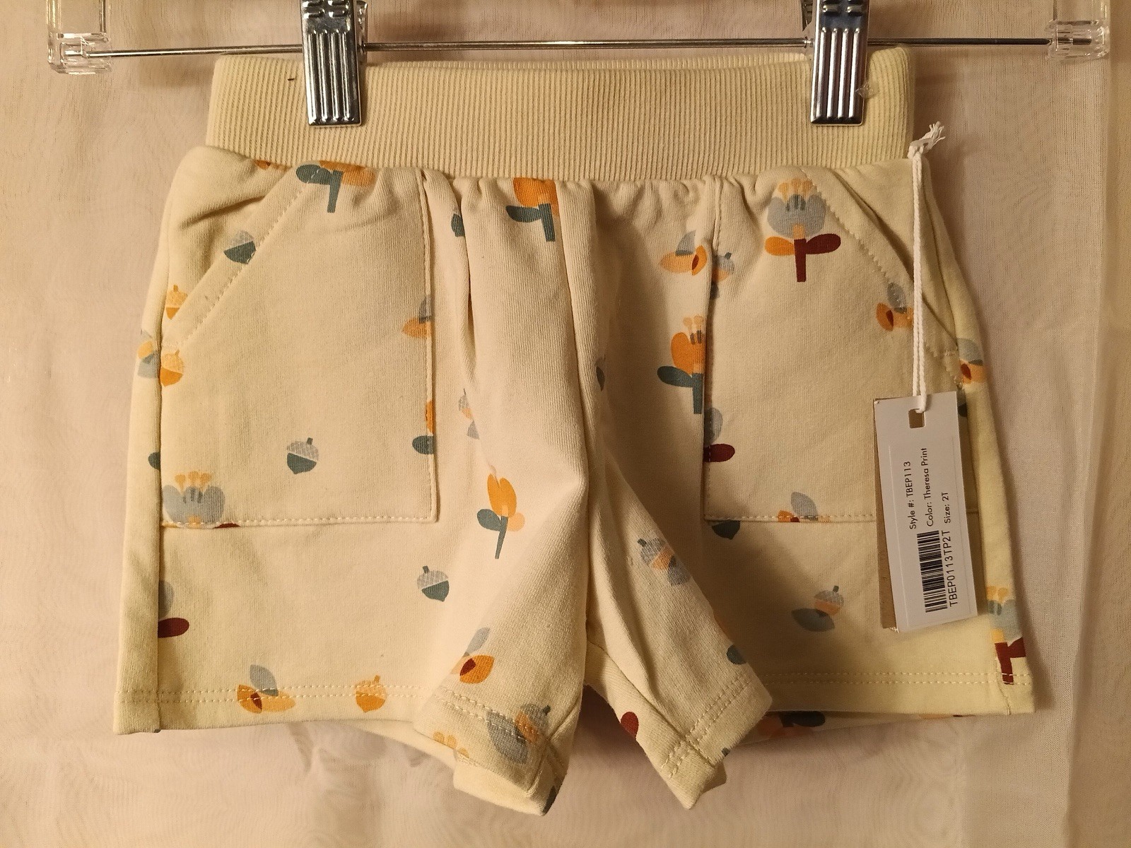Young Bugs 2T Organic Cotton 2pc Floral Knit Long Sleeve Top & Shorts Set