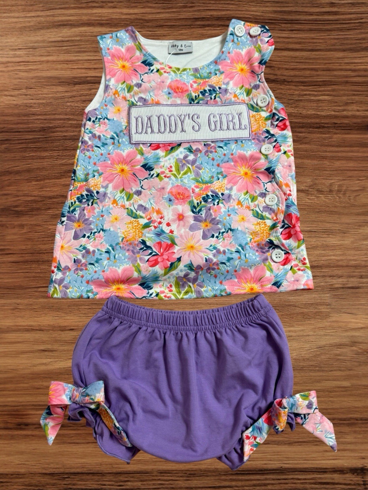 Abby & Evie Floral “Daddy’s Girl” Matching Set.Size 12 Months NWT