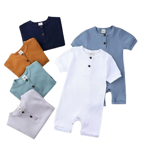 Summer Newborn Baby Romper Solid DarkGrey Color Clothes Girl Cotton Short Sleeve