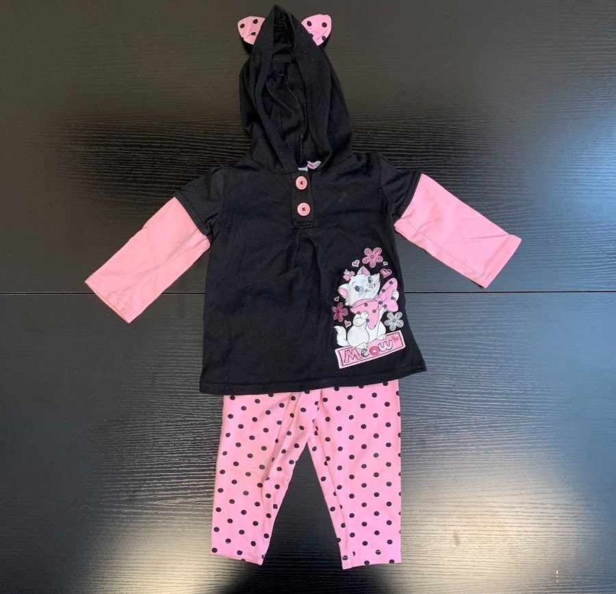 Disney The Aristocats Marie Pink/Black Outfit Set Baby Girl 18 Months