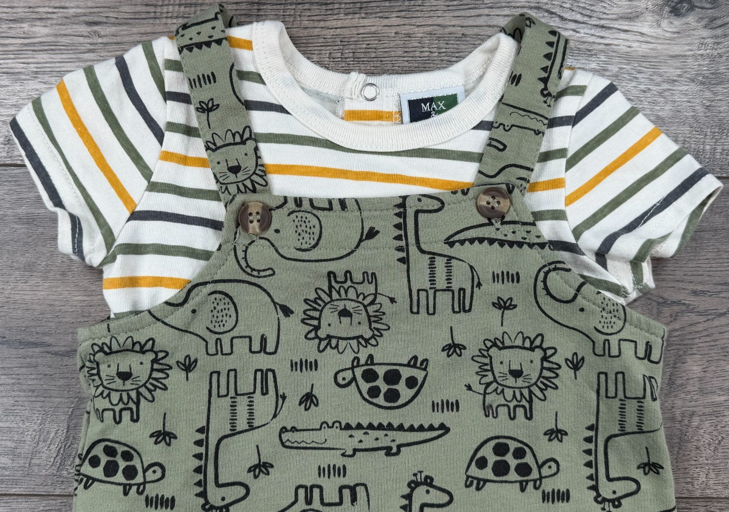 Baby Boy Clothes Max & Marcus 24 Month 2pc Safari Zoo Animals Shortalls Outfit
