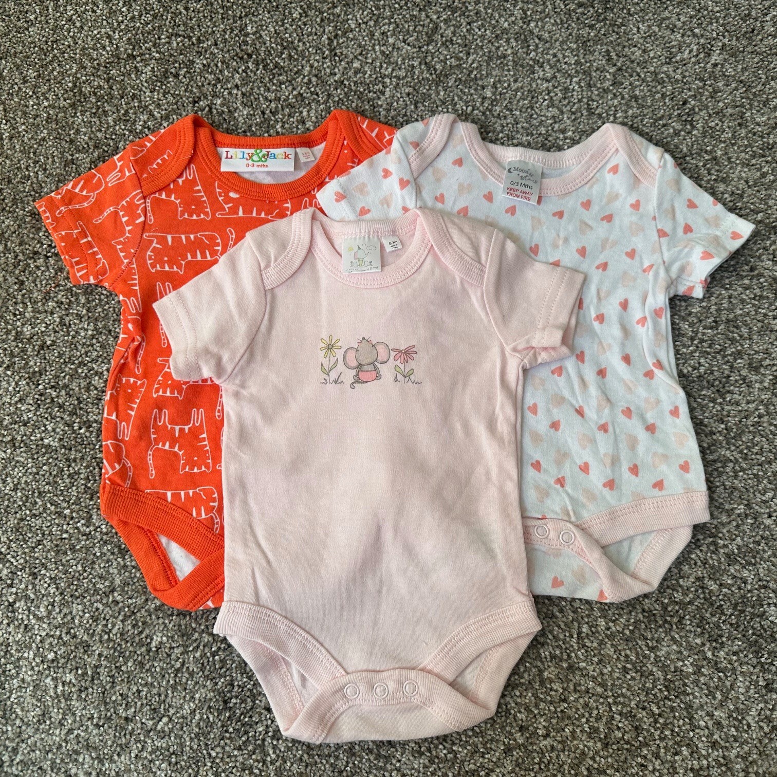 NEW 3 PACK! Baby Girls 0-3 Months Bodysuit Lot Infant Newborn Clothes Gift Set O