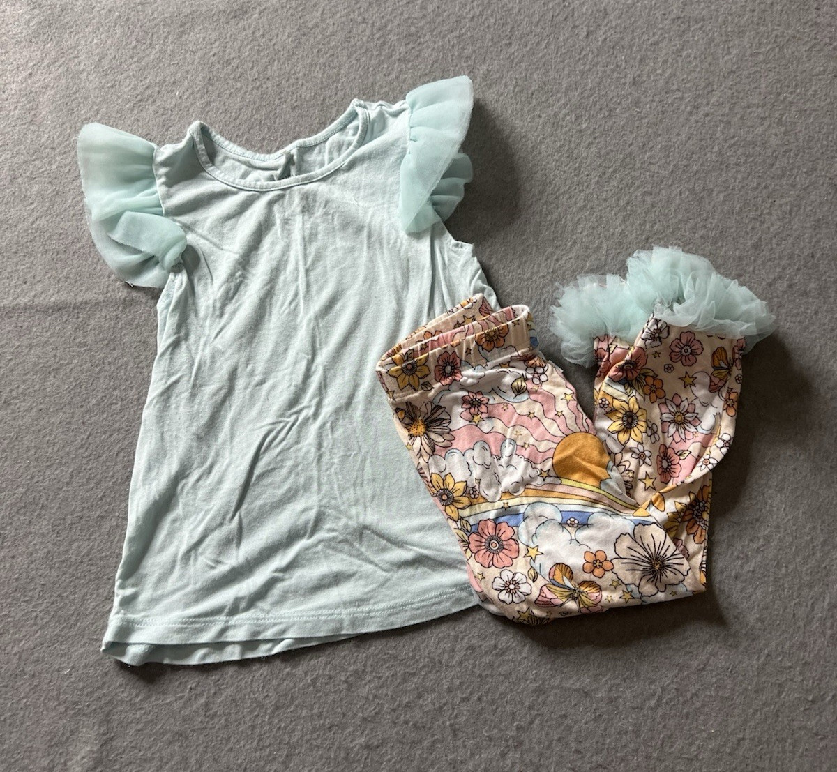 Posh Peanut Mixed Sizes 18-24 Mo/ 2T Girls Outfit Bamboo Top Pants Floral Ruffle