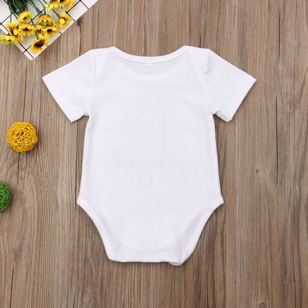 Newborn Baby Girl Boys Button Romper Tops Bodysuit Letter Outfits Set Clothes