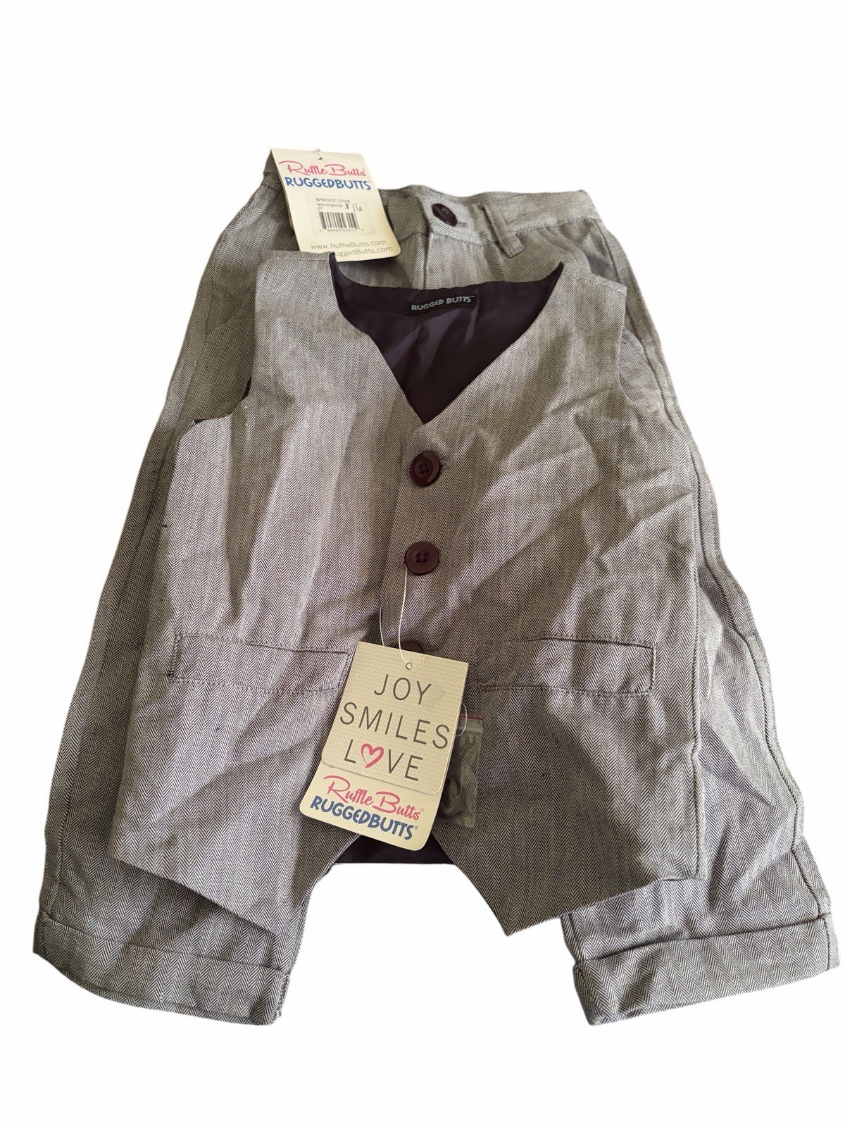 Rufflebutts Ruggedbutts Boys Size 2T Hamilton Herringbone Pants & Vest Set NWT