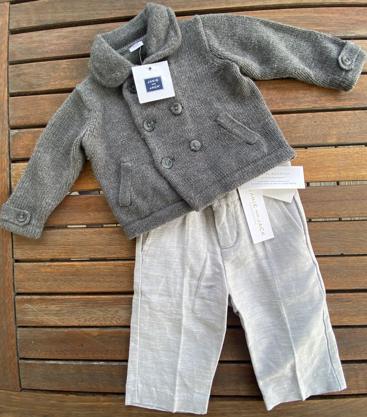 Janie And Jack infant boys 3-6 mos special occasion sweater and pants set NWT