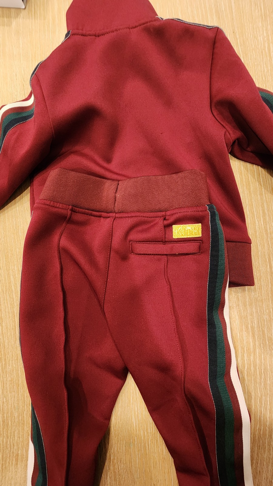 Kith Kids 2-Piece Tracksuit Set Size 2 Burgundy Full Zip Logo Striped
