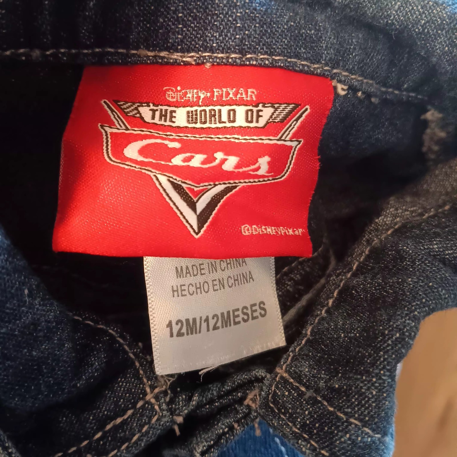 Disney Pixar Cars Lightning McQueen Vintage Denim Jean Jacket Pants Shirt 12 M