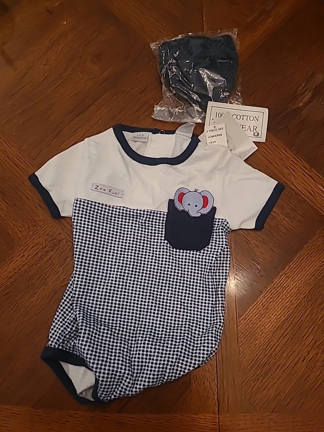 Little Wonders Cotton Playwear Outfit Blue Checked And White 6-9 Months