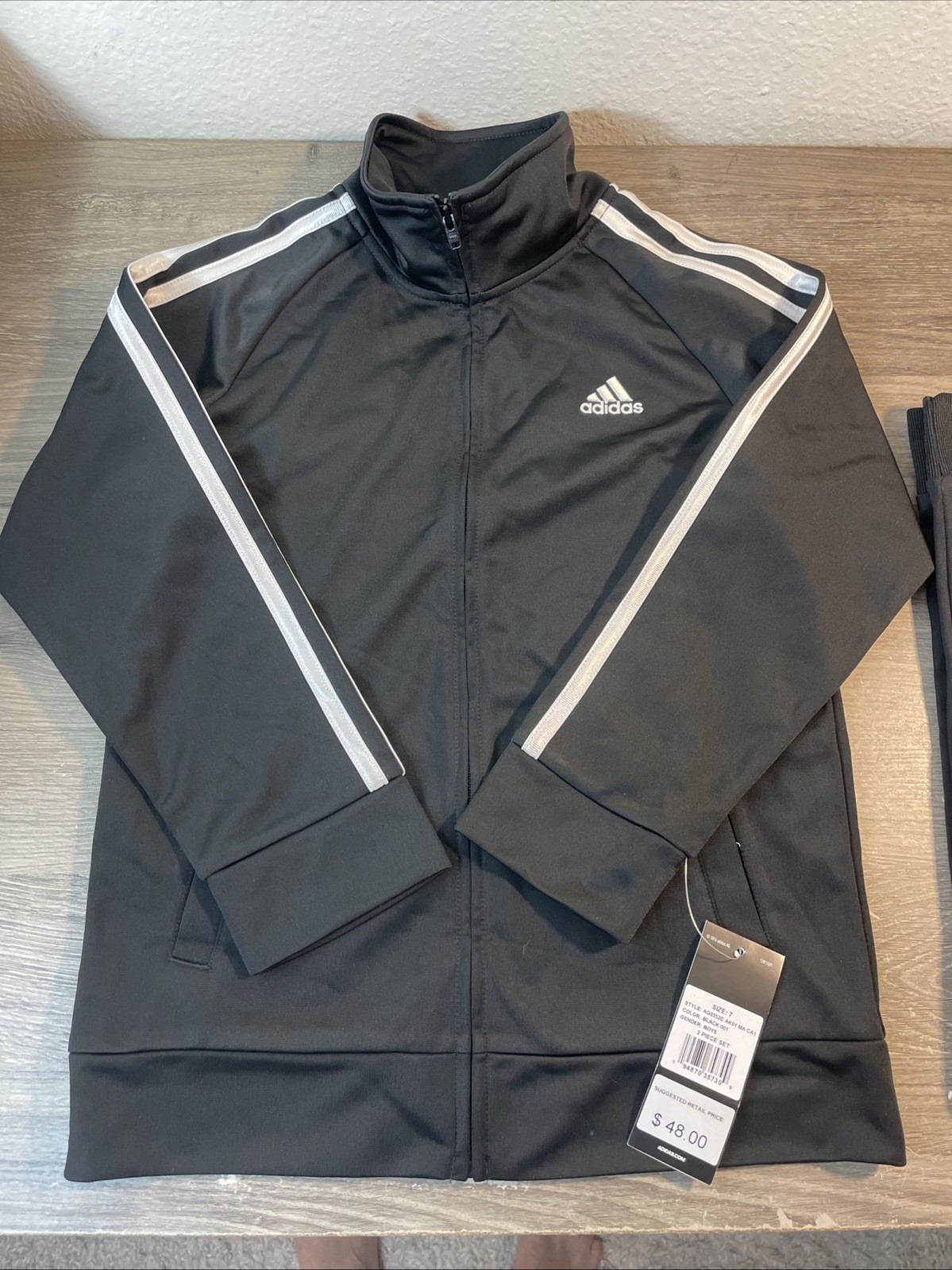 ADIDAS Boy’s Tricot Tracksuit, Jacket/Joggers Outfit, 2-piece set 7Y NEW