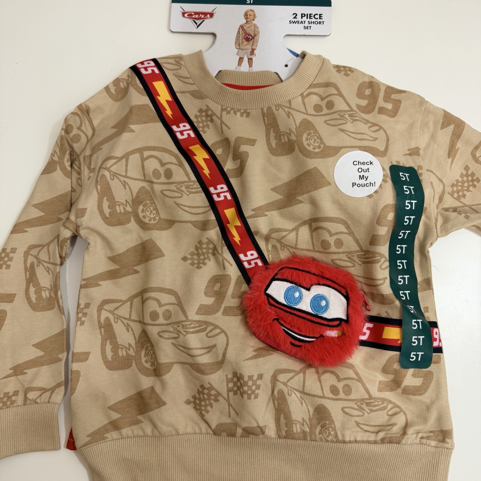 Disney Cars 2-Piece Sweat Short Set With Crossbody Pouch 5T