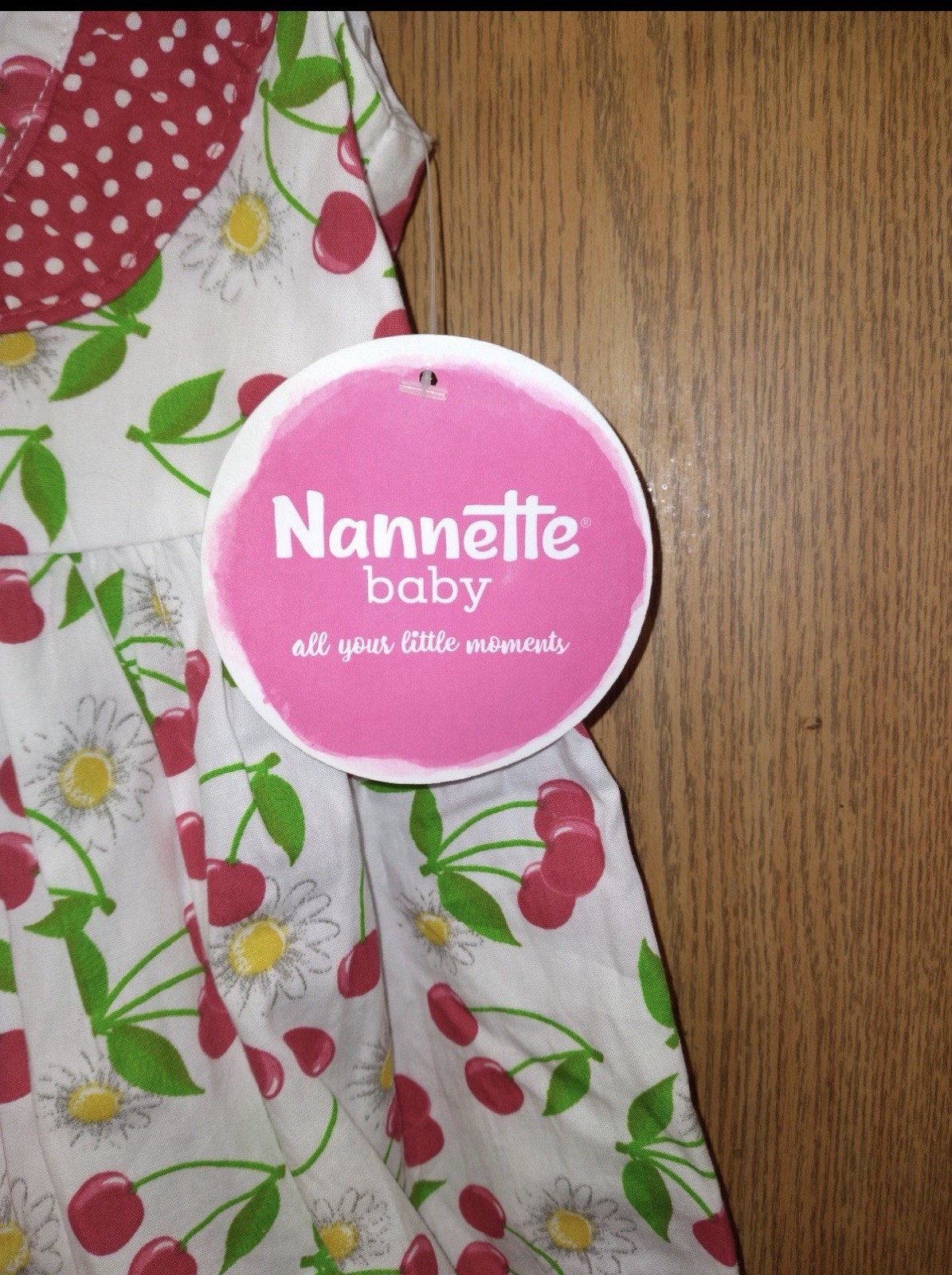 Nannette Baby Girls Cherry Floral Dress Set with Polka Dot Bloomers 18M