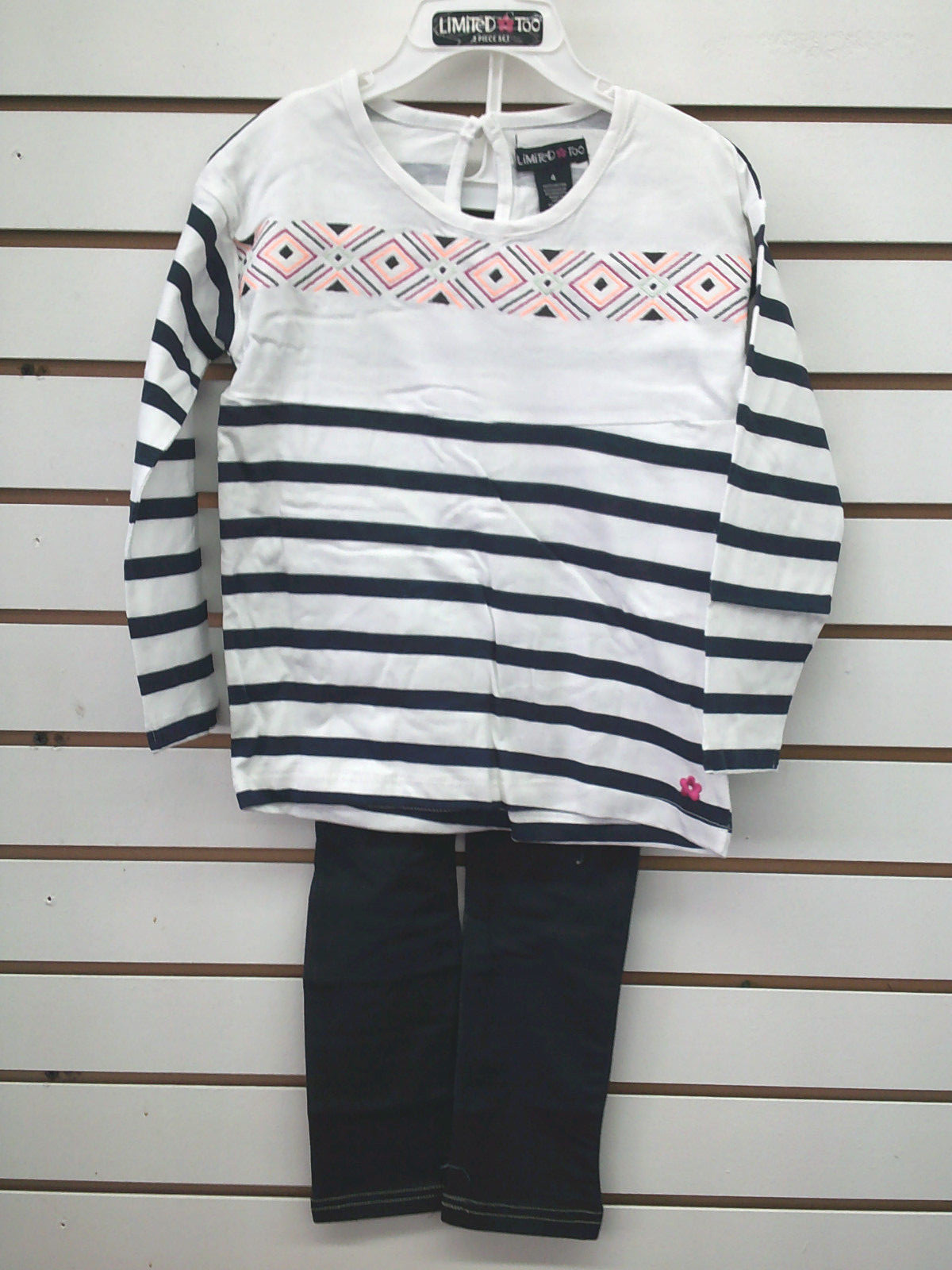Girls Limited Too $44 2pc Navy & White Striped Set Size 12Mth. – 6X