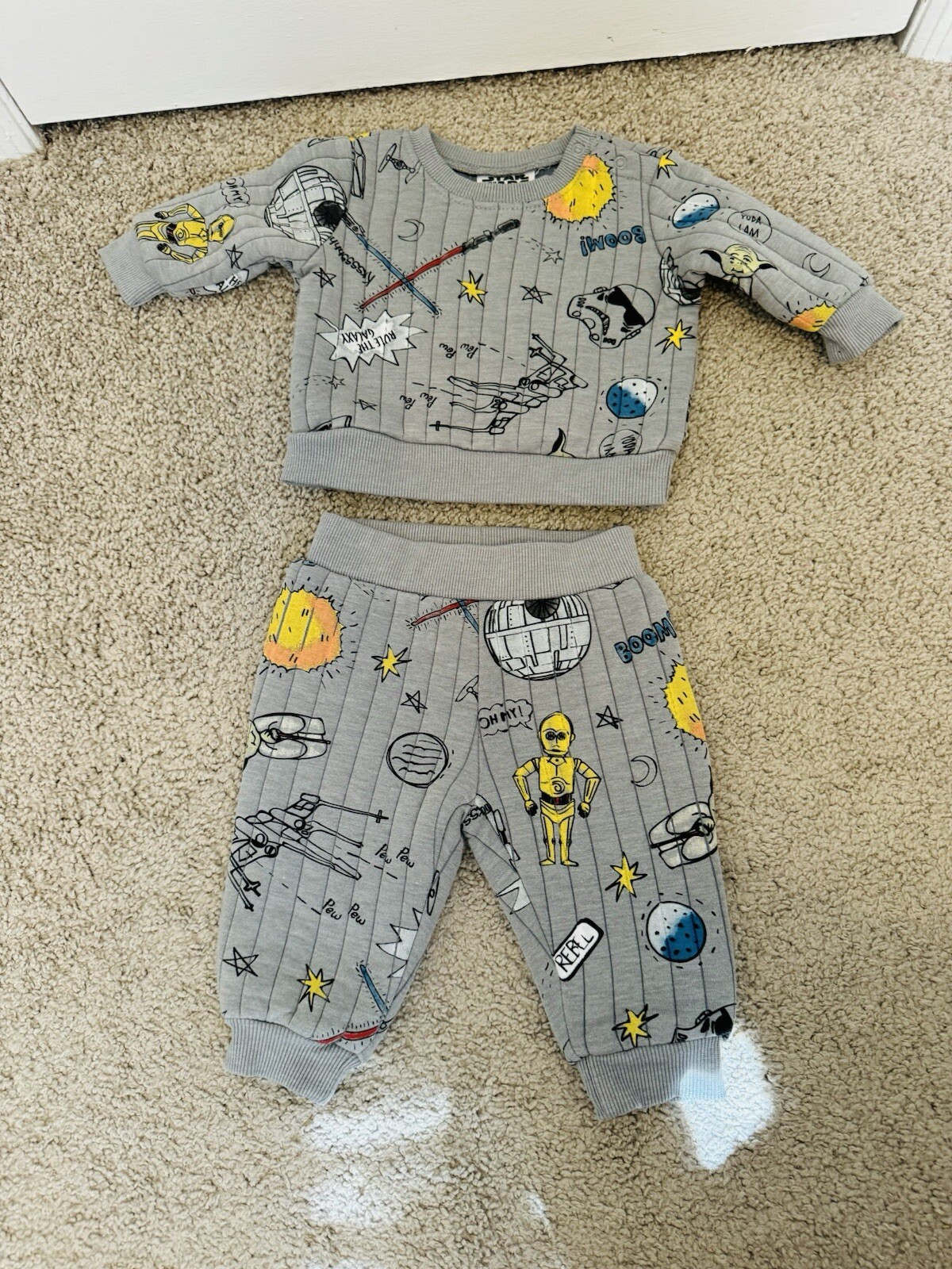 Star Wars Baby Boy Quilted Jogger Set, Size 0/3 Months